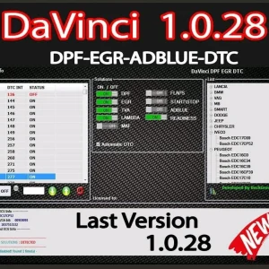 DaVinci V1.0.28 2023 DPF EGR ADBlue DTC Flaps Lambda - Full Activated